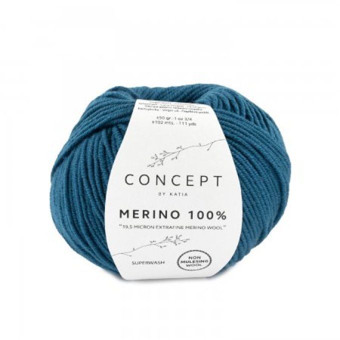 Laine katia mérino 100% bleu vert 34