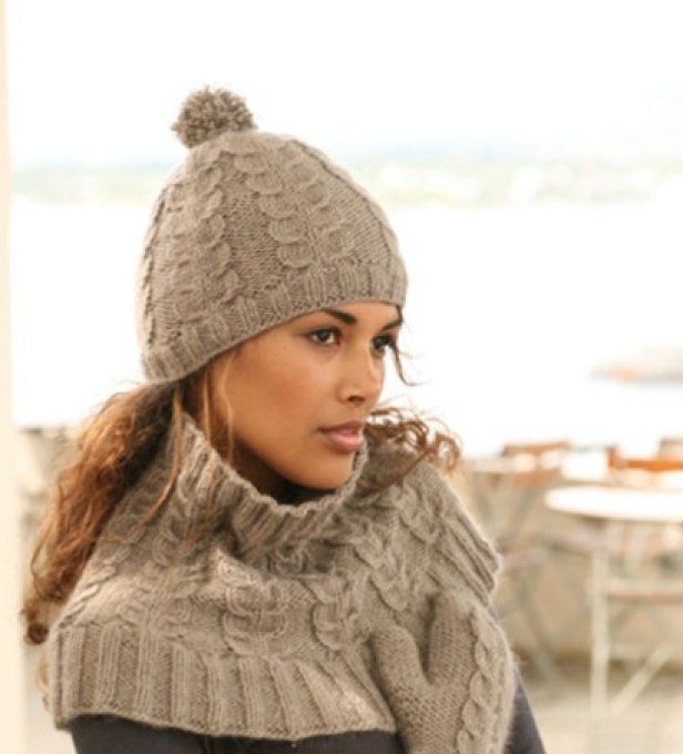 Snood femme en laine mérinos,  mohair et soie 