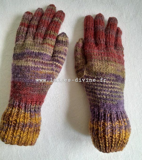 Gants femme en laine mérinos tricoté à la main  - Copie