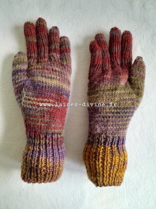 Gants femme en laine mérinos tricoté à la main  - Copie