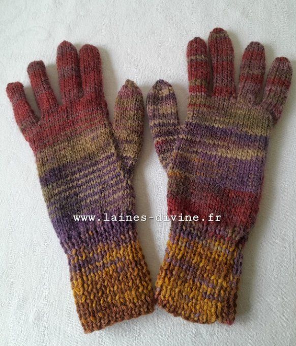 Gants femme en laine mérinos tricoté à la main  - Copie