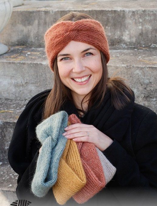Bandeau femme en laine alpaga, mohair et soie 