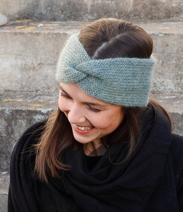 Bandeau femme en laine alpaga, mohair et soie 