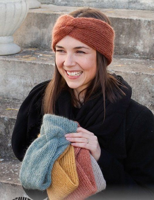 Bandeau femme en laine alpaga, mohair et soie 