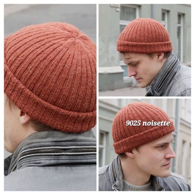 Bonnet homme avec revers " fait mains " en laine 100 % alpaga " Christian "