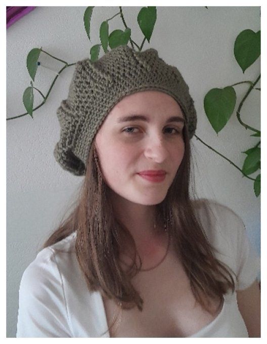 Béret femme en laine et alpaga Kaki