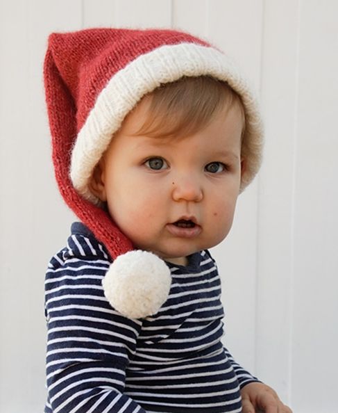 Bonnet Père Noël tricoté à la main pour bébé. Du 0/1 mois au 2 ans