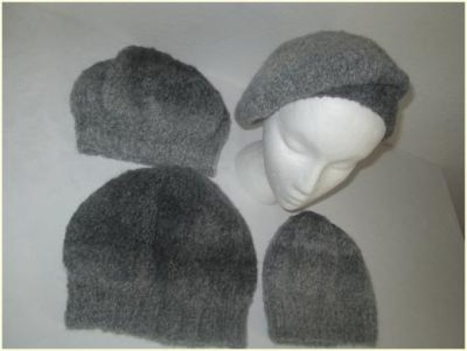 Bonnet pour femme tricoté mains en laine et alpaga