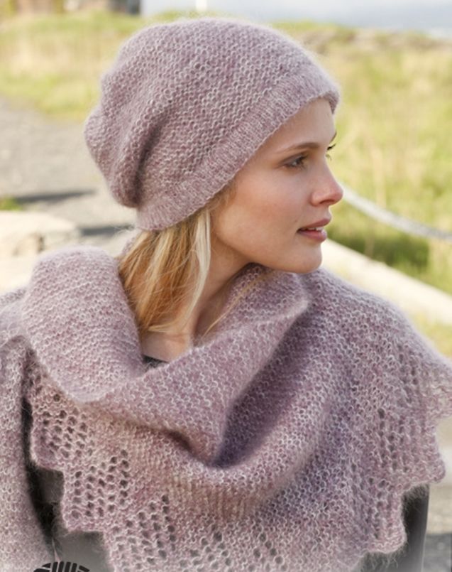 Bonnet femme tricoter à la main en laine mohair et soie  Céline