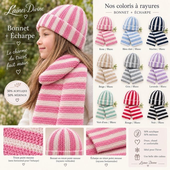 Bonnet enfant avec son revers " Nora "