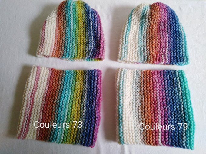 Ensemble Le Bonnet enfant et snood assortis "fait main"