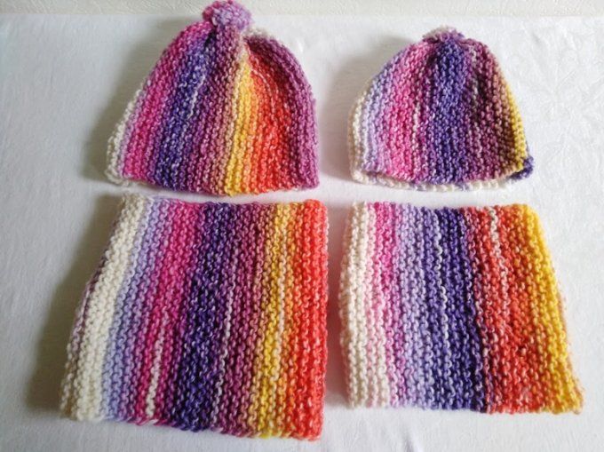 Ensemble Le Bonnet enfant et snood assortis "fait main"