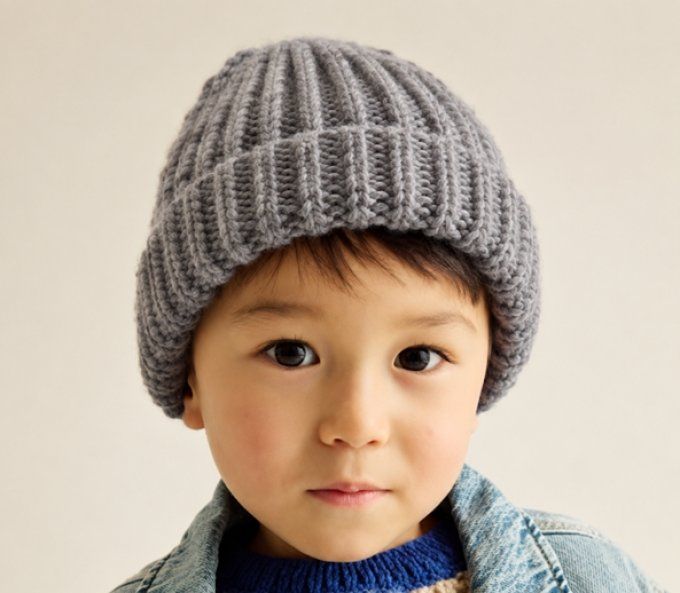 Bonnet enfant tricoté à la main " Louis " 