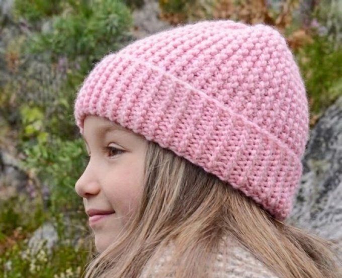 Bonnet enfant avec son revers " Nora "