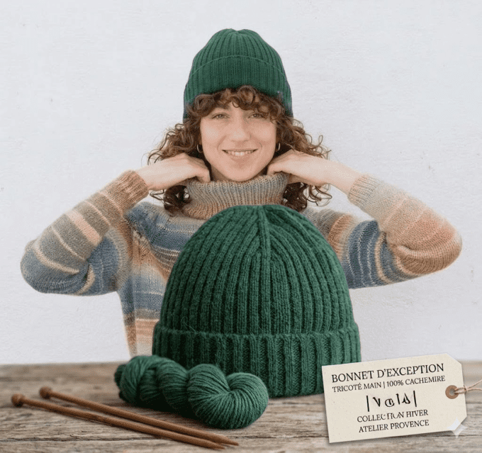 Bonnet femme tricoter à la main 100 % cachemire