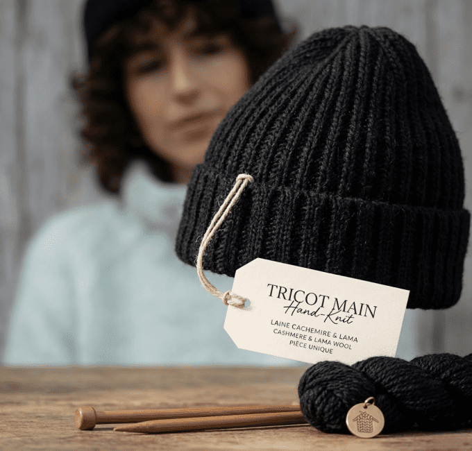 Bonnet femme tricoter à la main 100 % cachemire