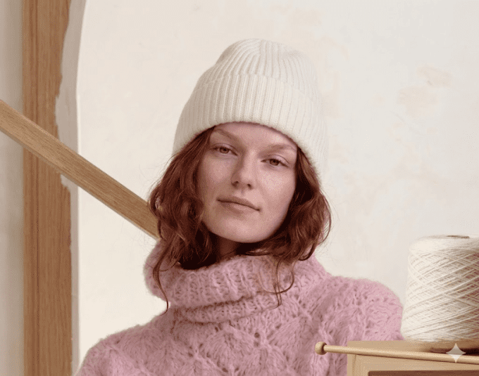 Bonnet femme tricoter à la main 100 % cachemire