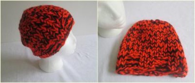 Bonnet de ski pour homme ou femme de couleur Noir et Orange fluo