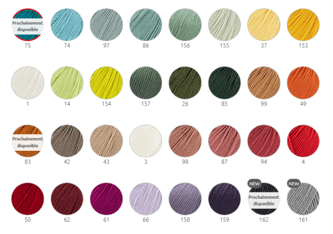 Laine KATIA MERINO BABY  couleurs aux choix