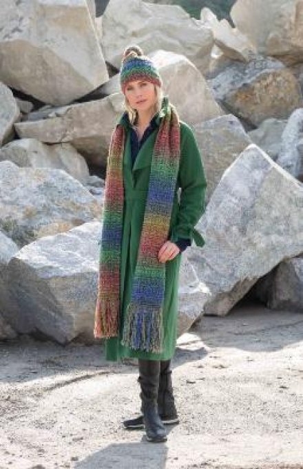 Bonnet femme tricoté à la main en laine  " Aurore  "