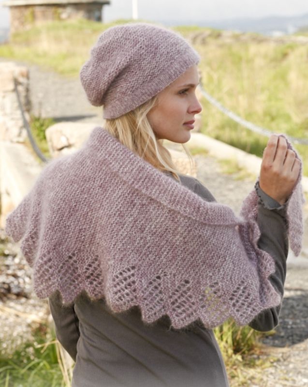 Bonnet femme tricoter à la main en laine mohair et soie  Céline  - Laines -divine