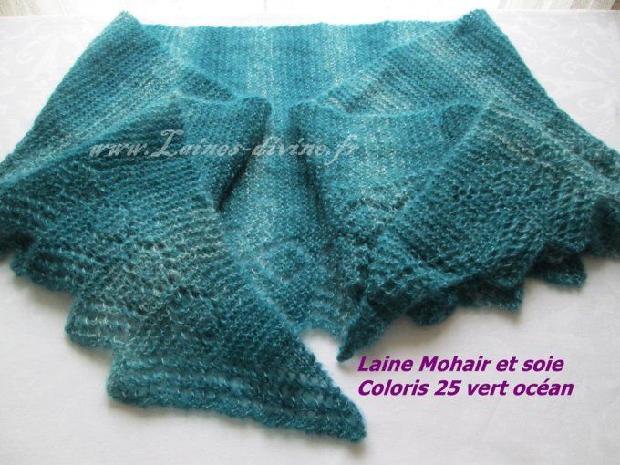 Châle - Chèche femme en laine mohair et soie  " Céline "