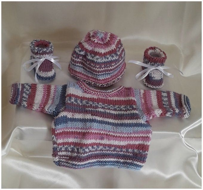Coffret naissance, Brassière, chaussons et son bonnet
