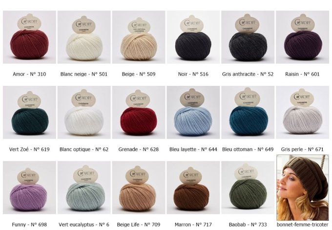 Bonnet femme tricoter à la main 100 % cachemire