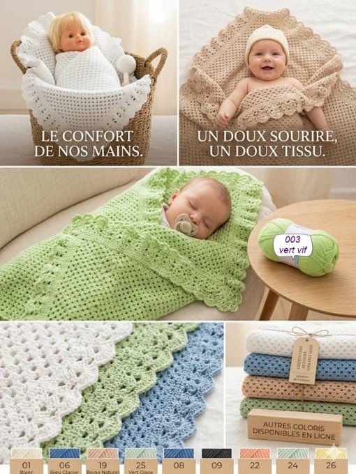 Couverture bébé " fait main " aux crochets " LEA "