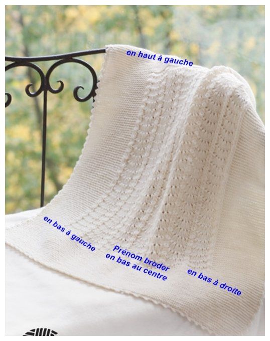Couverture bébé tricoté à la main prénom brodé 
