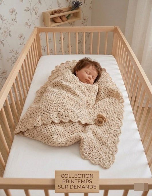 Couverture bébé " fait main " aux crochets " LEA "