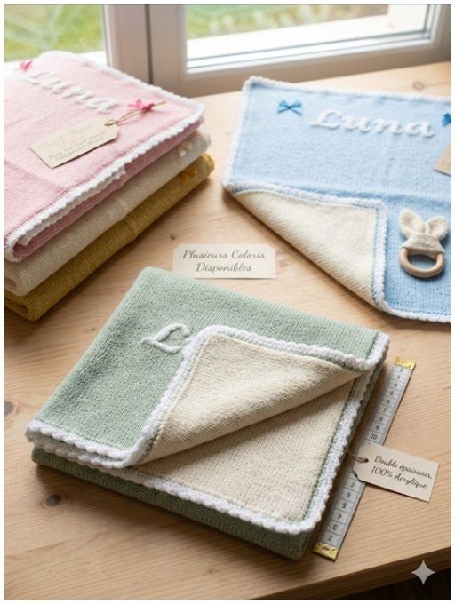 Couverture Bébé Réversible & Personnalisée – Le Luxe du Fait Main