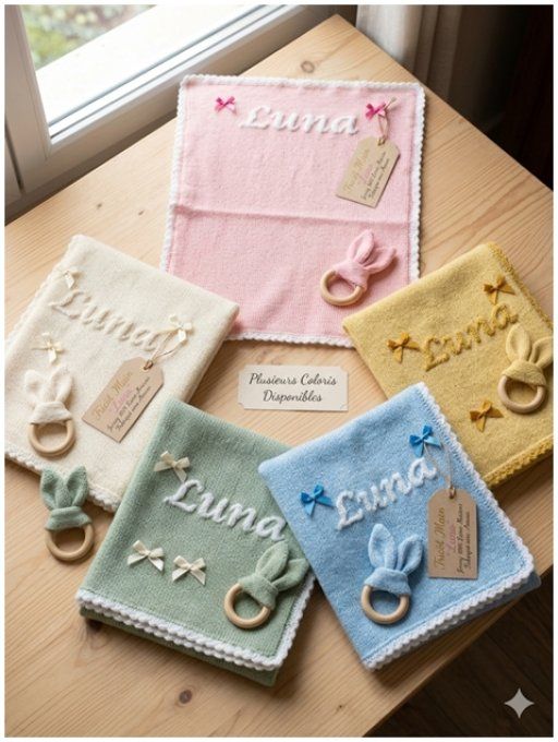 Couverture Bébé Réversible & Personnalisée – Le Luxe du Fait Main