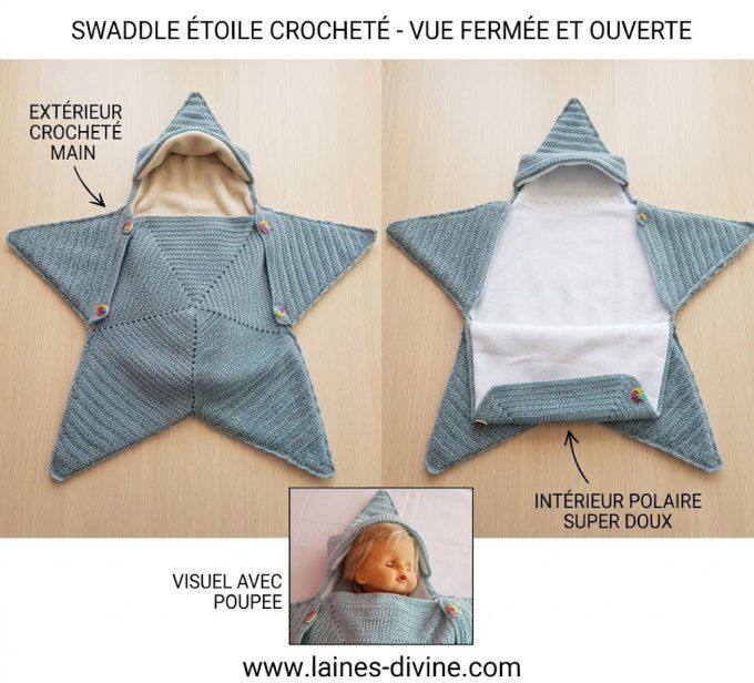 Gigoteuse Bébé en laine mérinos " fait mains "
