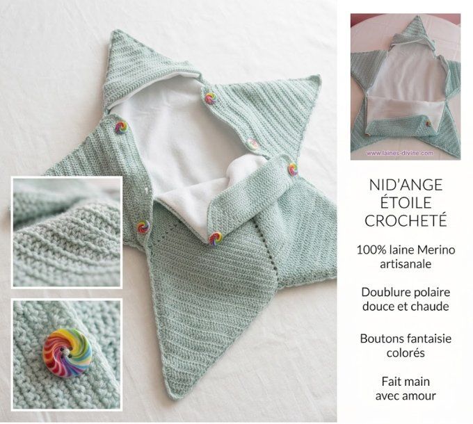 Gigoteuse Bébé en laine mérinos " fait mains "