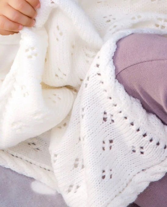 Couverture baby  tricoter sur-mesure 100 % mérinos