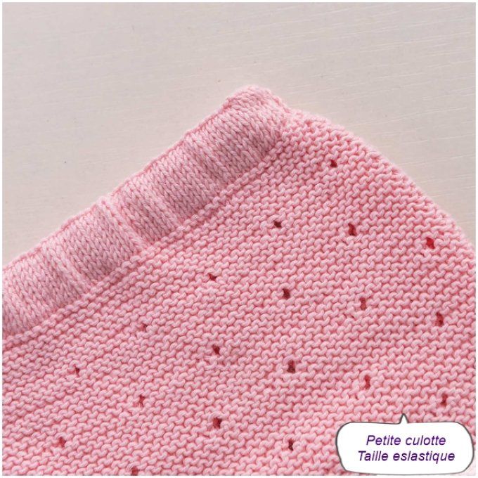 Robe bébé tricoté à la main et sa culotte 100 % coton