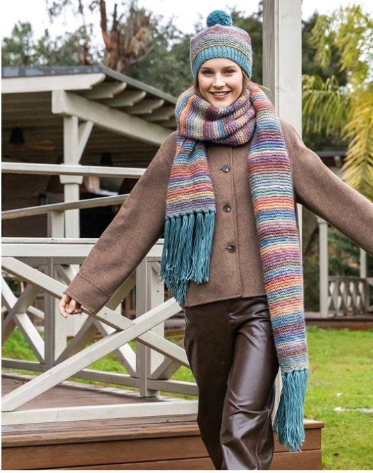 Echarpe femme tricoter main en laine