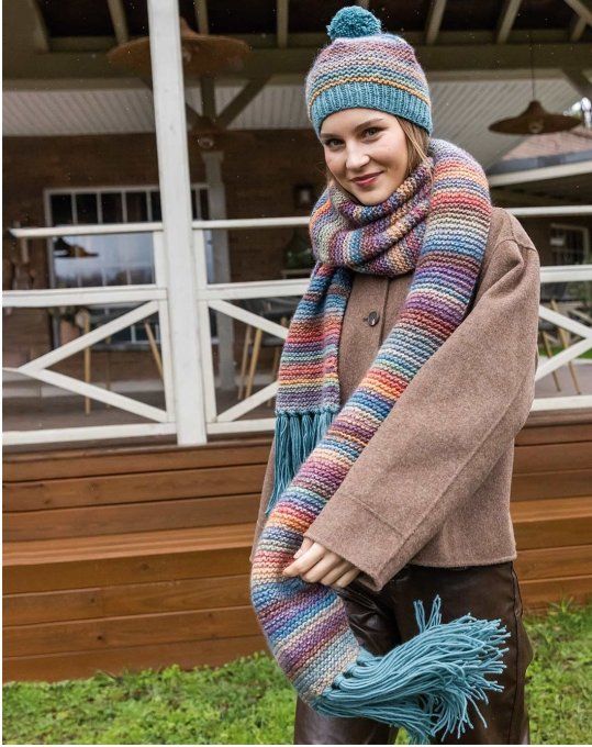 Echarpe femme tricoter main en laine