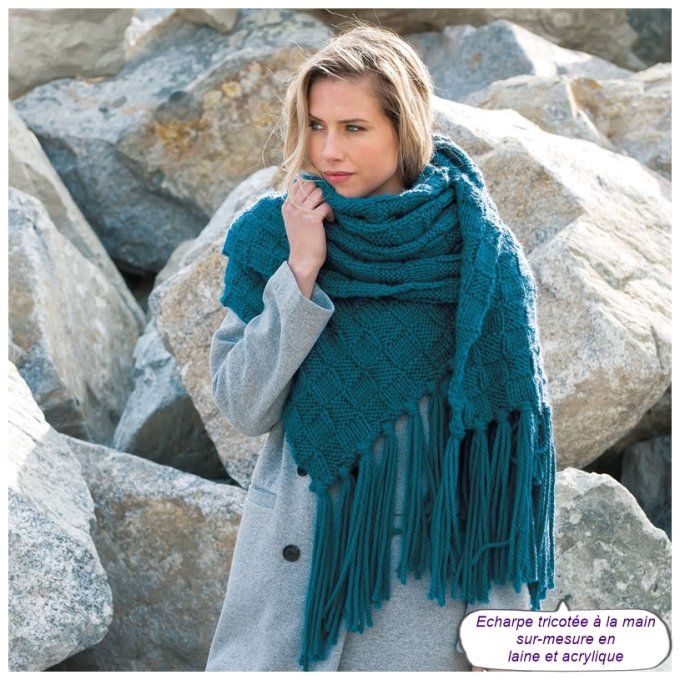 Longue et large Echarpe femme en laine " Carine "