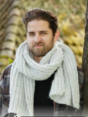 Echarpe homme en laine et alpaga tricoter à la main " Maxime "