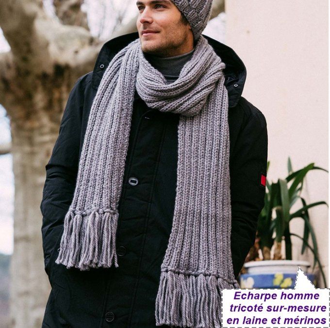 Bonnet homme tricoter en laine  mérinos et acrylique" Nicolas "