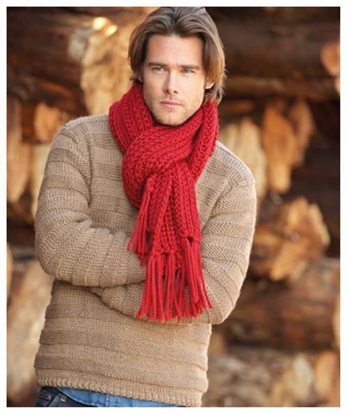 Echarpe homme tricoté à la main en laine  Julien
