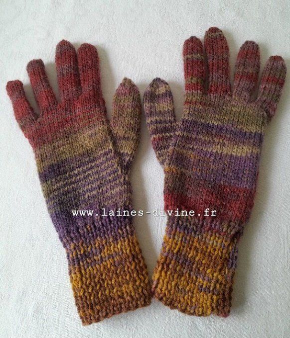 Gants femme en laine mérinos tricoté à la main  
