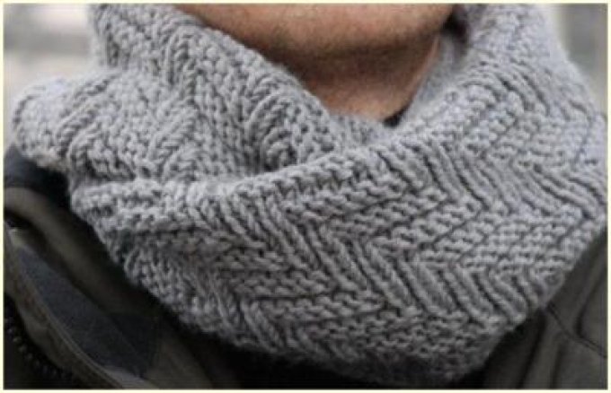 Snood homme tricoté main en  laine épaisse " Stanislas "