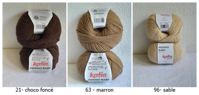 Laine KATIA MERINO BABY  couleurs aux choix