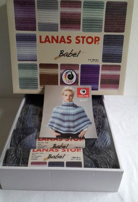 Kit tricot Laine Babel Lanas Stop 210 Gris bleu