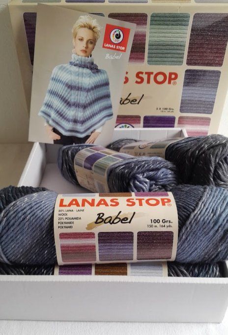 Kit tricot Laine Babel Lanas Stop 210 Gris bleu