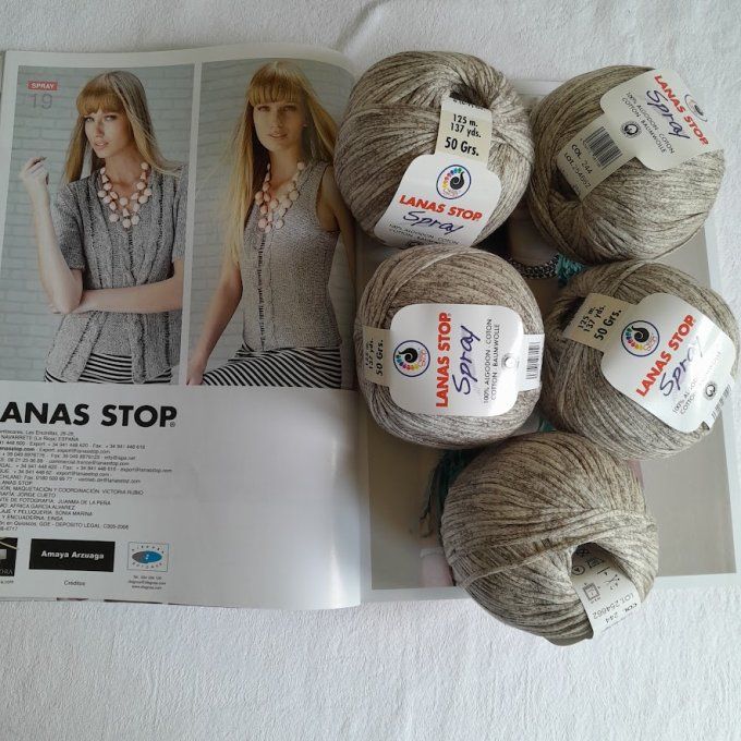 Kit tricot  laine Lanas stop SPRAY 244 Beige et son tuto gratuit