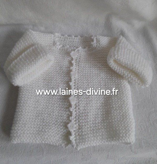 Trousseau Layette Naissance en laine acrylique -blanc 